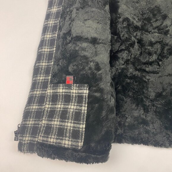 Woolrich Vest Women's Size Medium Wool Blend Faux Fur Plaid - Picture 9 of 14